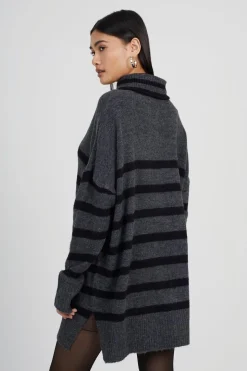 Oversized Striped Roll Neck Jumper