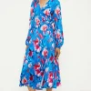 Painted Abstract Satin Wrap Midi Dress