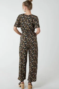 Paisley Floral Tie Waist Jumpsuit