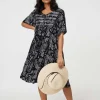 Paisley Print Keyhole Neck Relaxed Dress