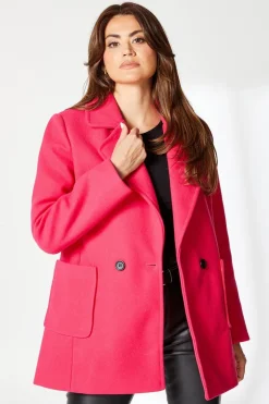 Patch Pocket Short Double Breasted Coat