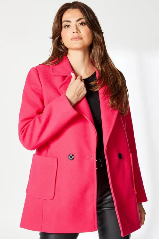 Patch Pocket Short Double Breasted Coat