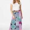 Patchwork Print A-Line Maxi Skirt