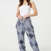 Patchwork Print High Waist Harem Pants