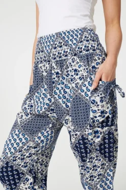 Patchwork Print High Waist Harem Pants