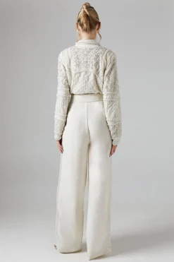 Pearl Embellished Bodice Velvet Bridal Jumpsuit