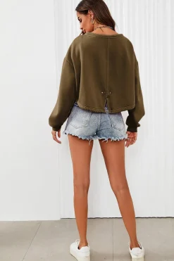 Perfectly Oversized Cropped Sweatshirt In Khaki