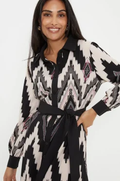 Petite Abstract Belted Shirt Dress
