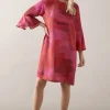 Petite Abstract Print Frill Sleeve Shift Dress