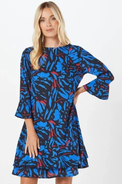 Petite Abstract Tiered Shift Dress