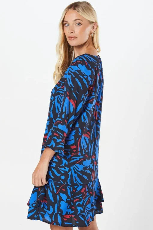 Petite Abstract Tiered Shift Dress