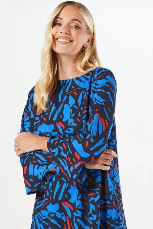 Petite Abstract Tiered Shift Dress