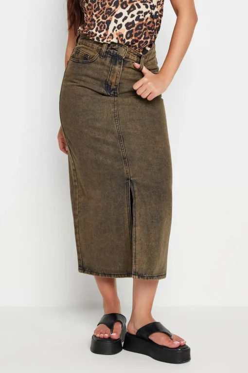 Petite Acid Wash Denim Skirt