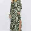 Petite Animal Print Satin Split Column Dress