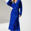 Petite Batwing Floral Devore Midi Wedding Guest Dress
