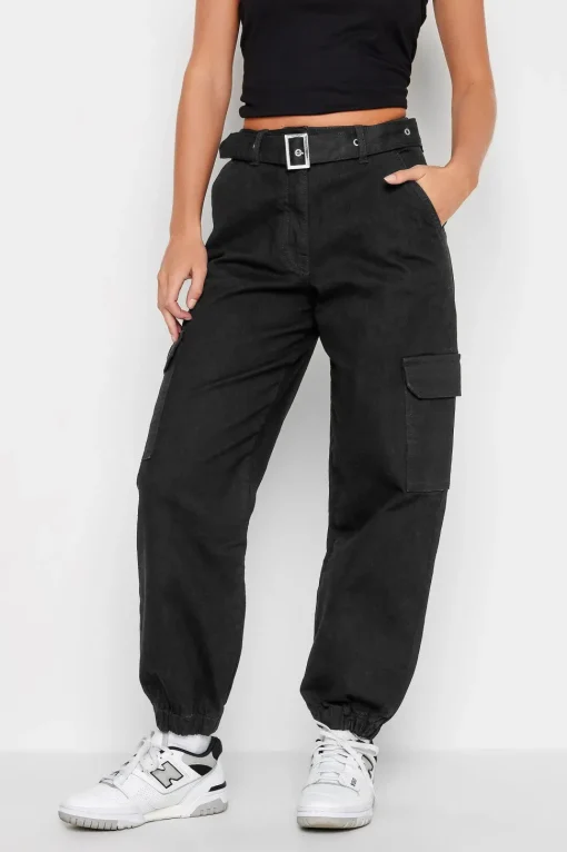Petite Belted Cargo Jeans