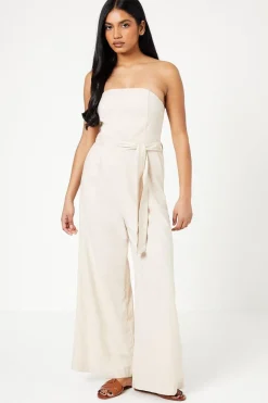 Petite Belted Wide Leg Jumpsuit