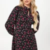 Petite Berry Ditsy Keyhole Mini Dress