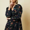 Petite Blue Ditsy Floral Tiered Hem Frill Wrap Mini Dress