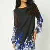 Petite Blue Floral Border Print Shift Dress