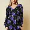 Petite Blue Floral V Neck Mini Dress