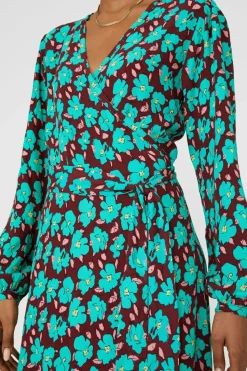 Petite Bold Floral Printed Wrap Fit & Flare Midi Dress