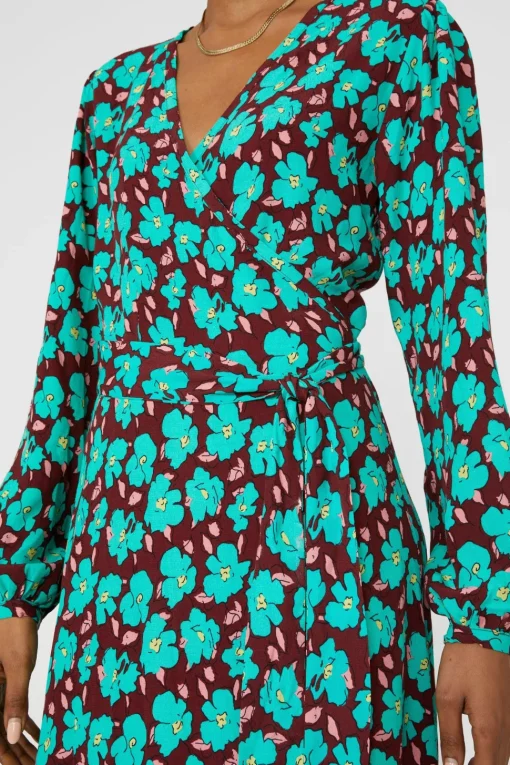 Petite Bold Floral Printed Wrap Fit & Flare Midi Dress