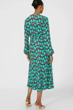 Petite Bold Floral Printed Wrap Fit & Flare Midi Dress