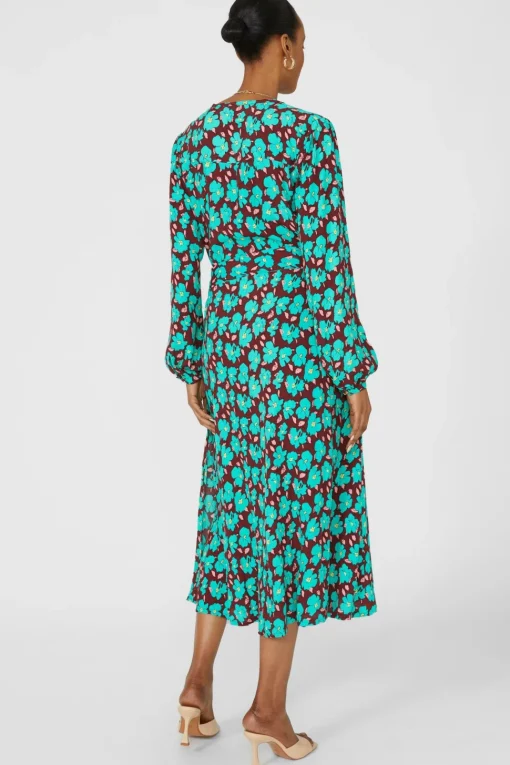 Petite Bold Floral Printed Wrap Fit & Flare Midi Dress