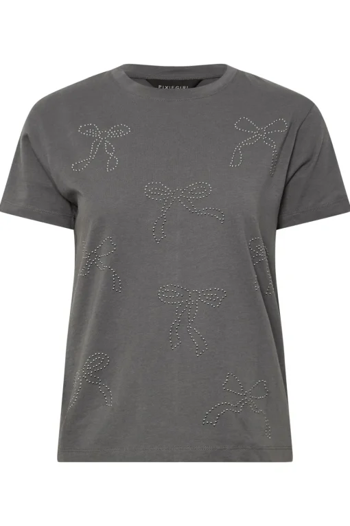 Petite Bow Studded T-Shirt