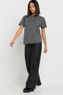 Petite Bow Studded T-Shirt