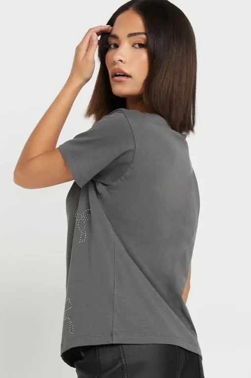 Petite Bow Studded T-Shirt