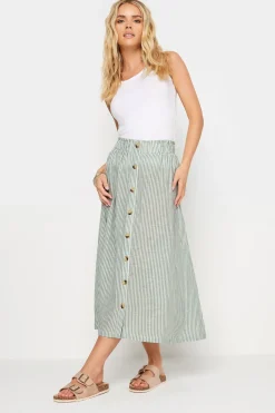 Petite Button Front Midi Skirt