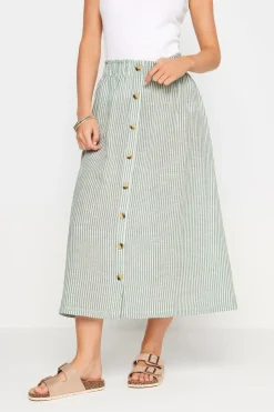 Petite Button Front Midi Skirt