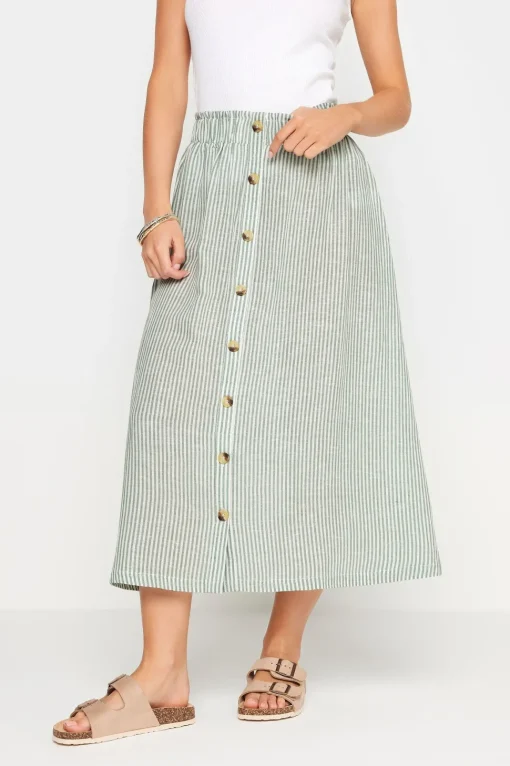 Petite Button Front Midi Skirt