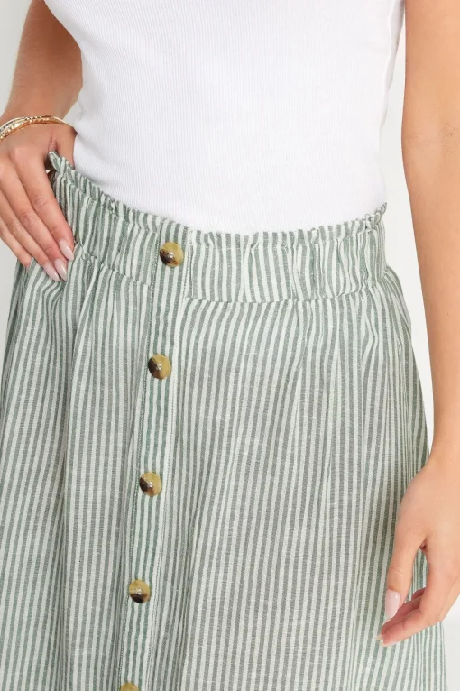 Petite Button Front Midi Skirt