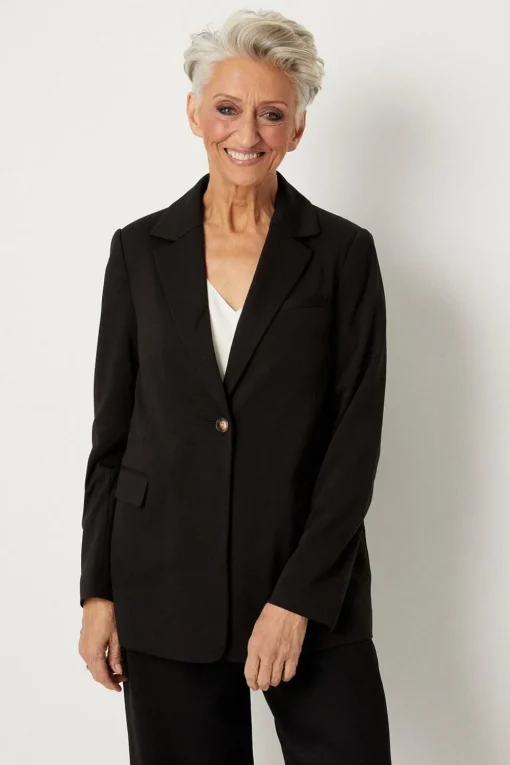 Petite Button Ponte Blazer