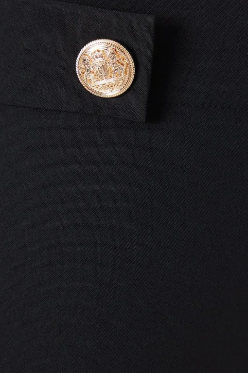 Petite Button Tab Detail Wide Leg Trouser