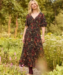 Petite Button-Through Floral Maxi Dress