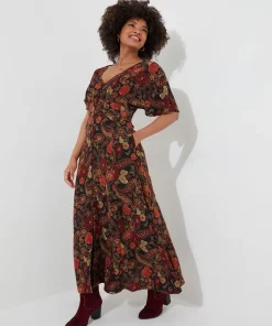 Petite Button-Through Floral Maxi Dress