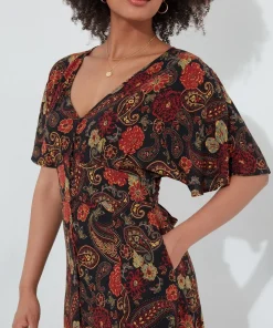 Petite Button-Through Floral Maxi Dress