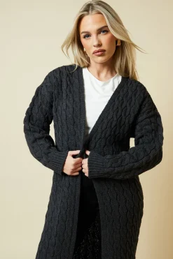 Petite Cable Knitted Maxi Cardigan