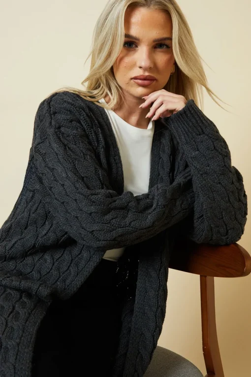 Petite Cable Knitted Maxi Cardigan