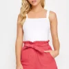 Petite Cheesecloth Tie waist Shorts