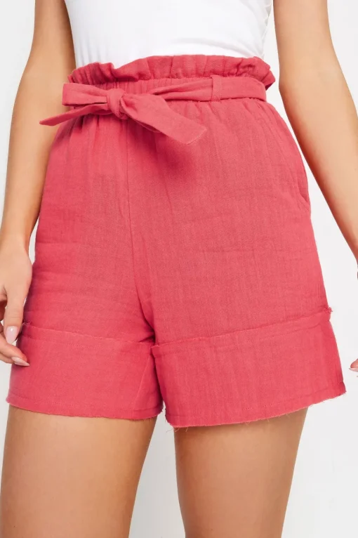 Petite Cheesecloth Tie waist Shorts