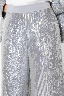 Petite Clear Sequin Wide Leg Trousers