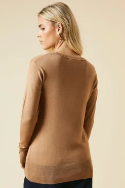 Petite Crew Neck Button Cuff Jumper