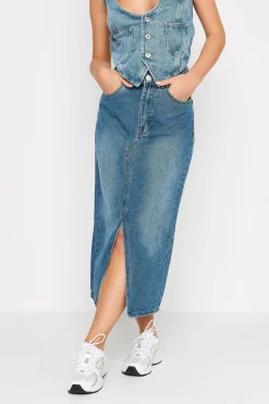 Petite Denim Midi Skirt
