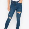 Petite Distressed Skinny Jeans