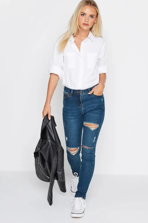 Petite Distressed Skinny Jeans